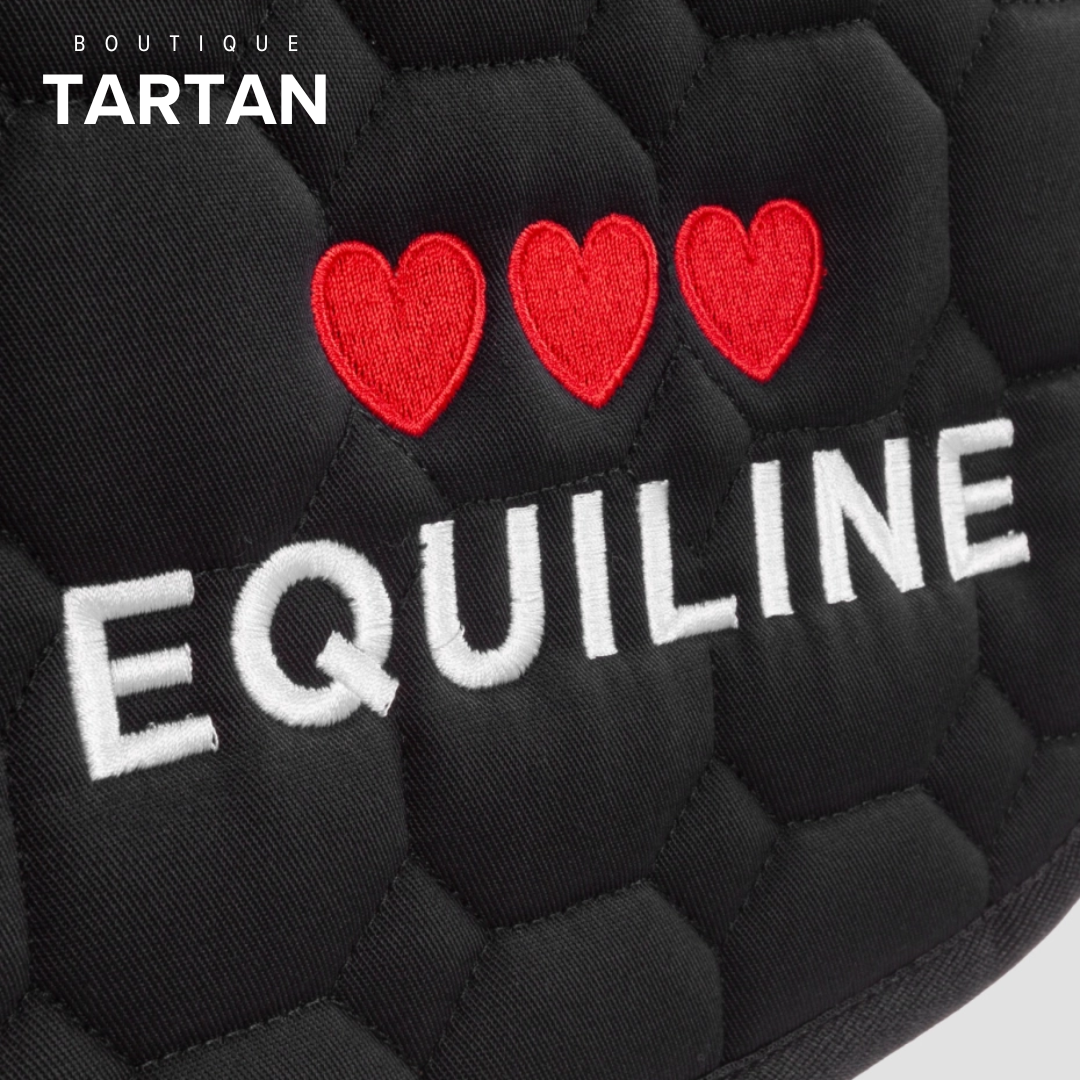 CUPIDO - Black Octagon Saddle Pad with Hearts
