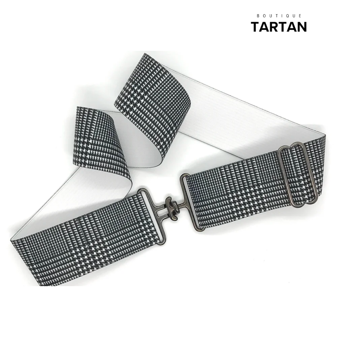 2" Glen Plaid-Black/White Belt