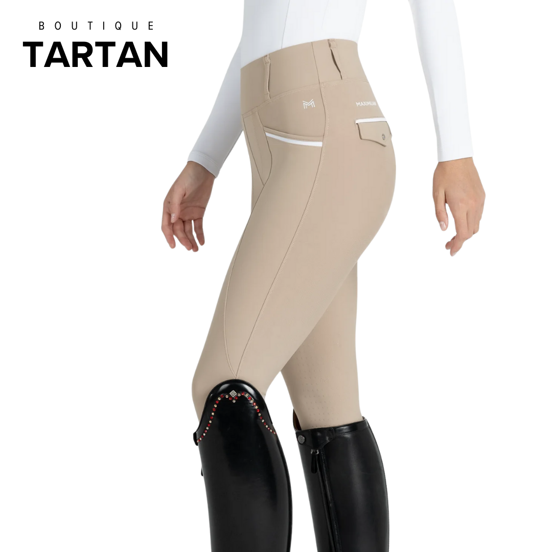 Pro Riding Leggings (Beige) Knee Grip