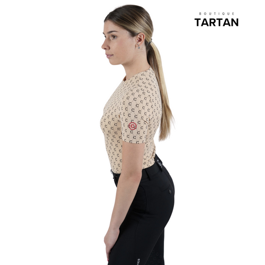 EQ TEE Beige w/ Logo Pattern