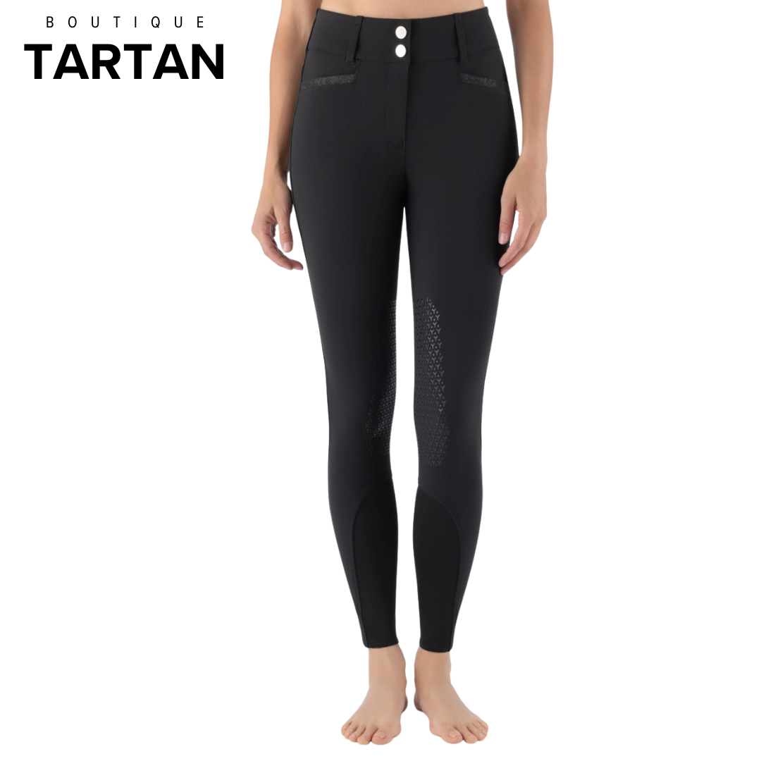 CRYSTALEK - High-waisted BLACK knee grip breeches