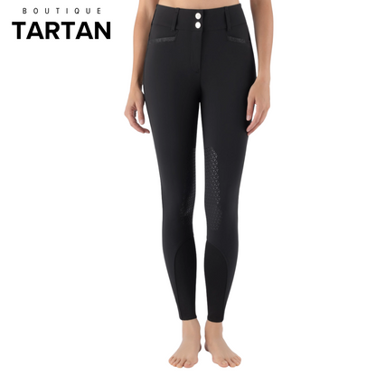 CRYSTALEK - High-waisted BLACK knee grip breeches