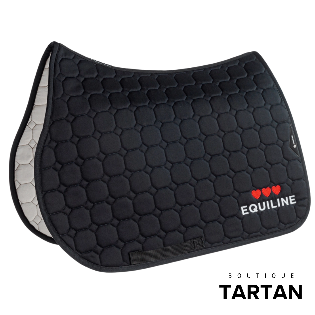 CUPIDO - Black Octagon Saddle Pad with Hearts