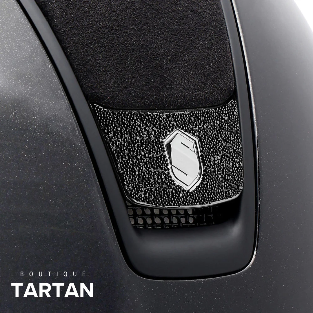 Custom | Miss 2.0 Shadowglossy Alcantara Top & Frontal Band + Crystal Fabric Blazon | Black