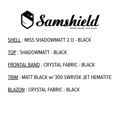 Custom | Miss 2.0 Shadowmatt - Crystal Fabric Blazon/Frontal Band 300 SW Jet Hematite | Black