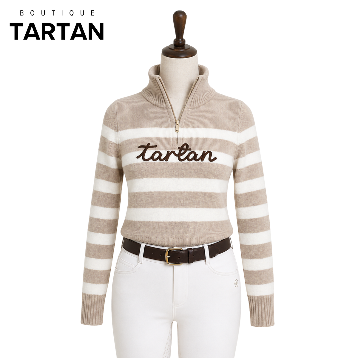 Tartan Signature Quarter-Zip | Sand & White