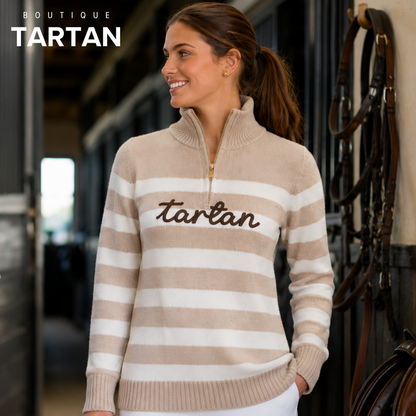 Tartan Signature Quarter-Zip | Sand & White