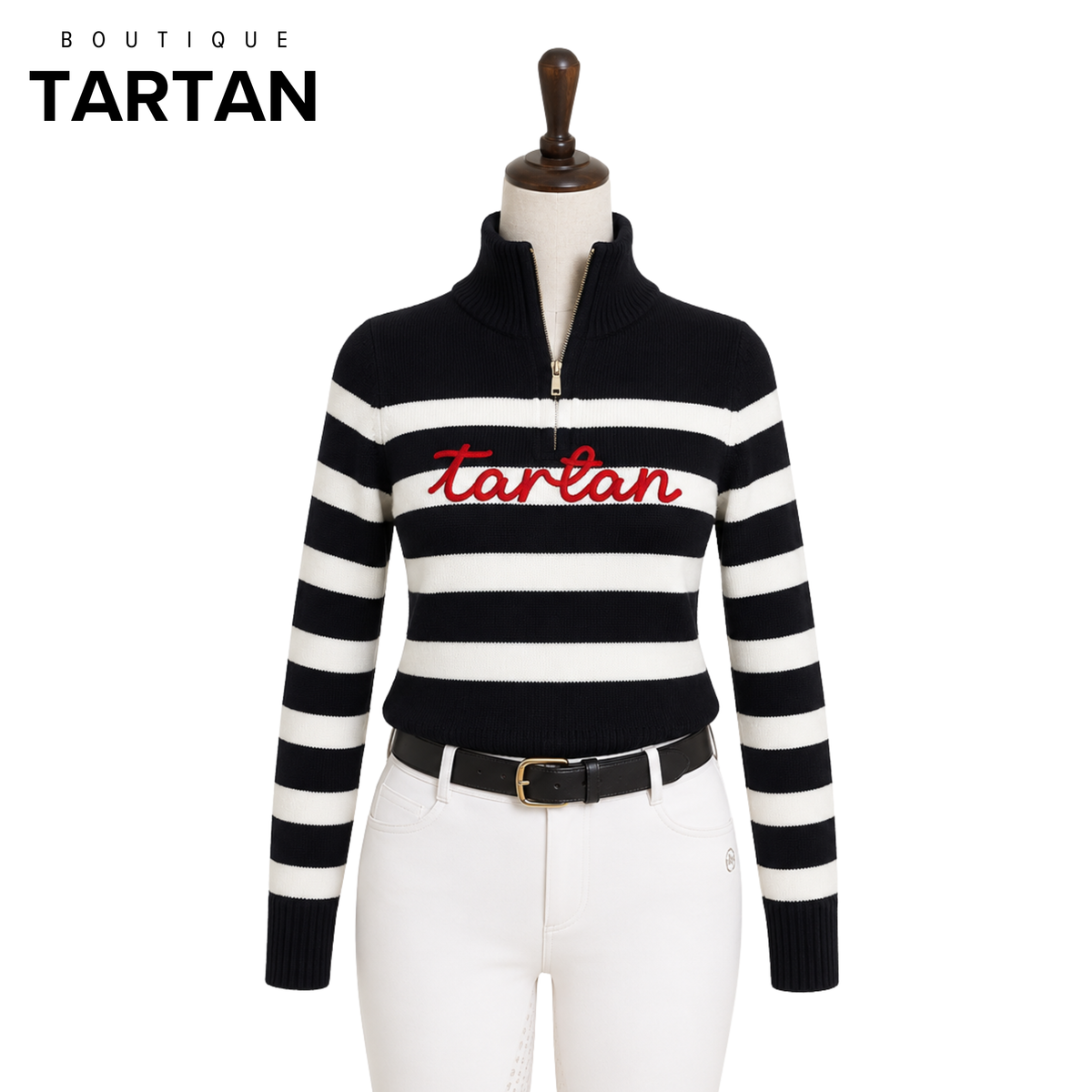 Tartan Signature Quarter-Zip | Black & White