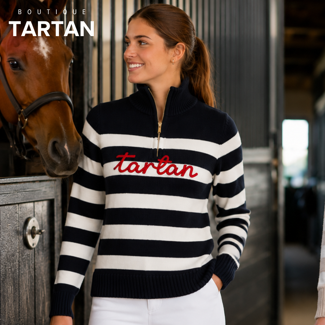 Tartan Signature Quarter-Zip | Black & White