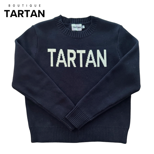 CREW NECK TARTAN EQUESTRIAN NOIR